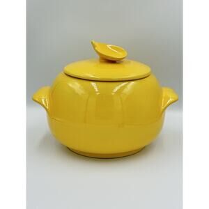 Frankoma Pottery 4W Westwind Covered Serving Bowl w/Lid Mustard Yellow USA MCM